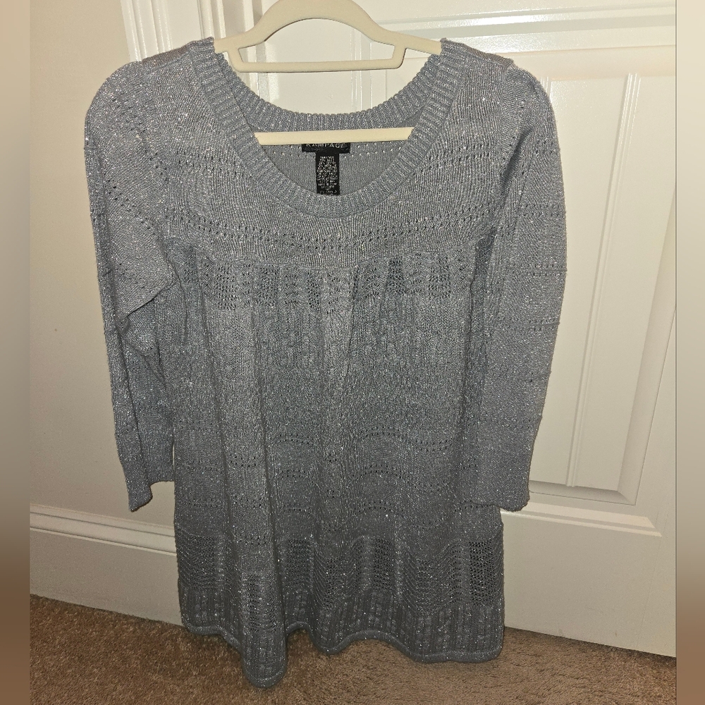 🆕️WOMENS RAMPAGE SILVER BABY DOLL SWEATER SIZE MEDIUM & LARGE ☆NEW☆ - Picture 5 of 6
